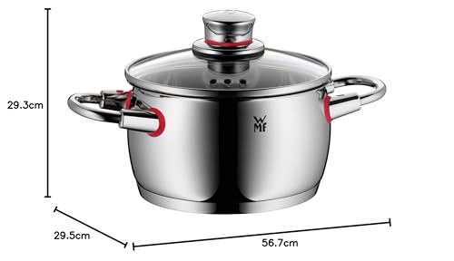 WMF Quality One Topfset 5-tlg., Cromargan Edelstahl poliert, Glasdeckel mit Dampföffnung, Induktionsgeeignet, unbeschichtet