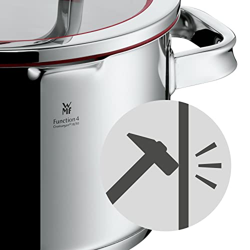 WMF Function 4 Topfset 5-tlg., Induktion, Cromargan Edelstahl poliert, Glasdeckel mit 4 Abgießfunktionen, Innenskalierung