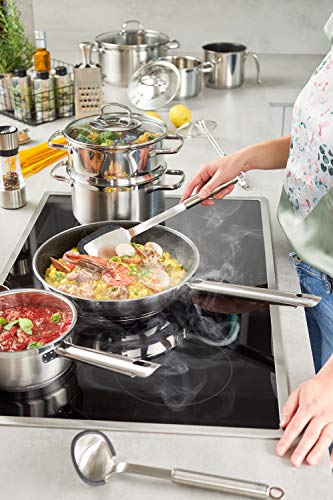 RÖSLE Elegance Topfset 10-tlg., Edelstahl 18/10, 6 Töpfe mit Glasdeckel & Innenskalierung, 2 Pfannen, 1 Dämpfeinsatz, spülmaschinengeeignet