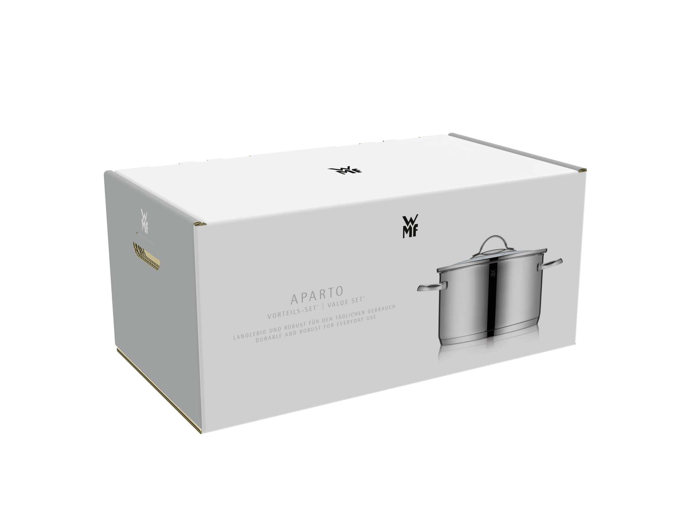 WMF Aparto 5-tlg. Induktions-Topfset, Cromargan Edelstahl, Glasdeckel, unbeschichtet, spülmaschinengeeignet