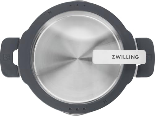 ZWILLING Simplify Kochtopfset 5-tlg., Edelstahl, Glasdeckel mit integriertem Sieb, Induktionsgeeignet, Silber-Schwarz