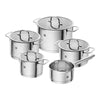 ZWILLING TrueFlow Topfset 5-tlg., Edelstahl, Glasdeckel mit integriertem Sieb, Induktionsgeeignet, unbeschichtet