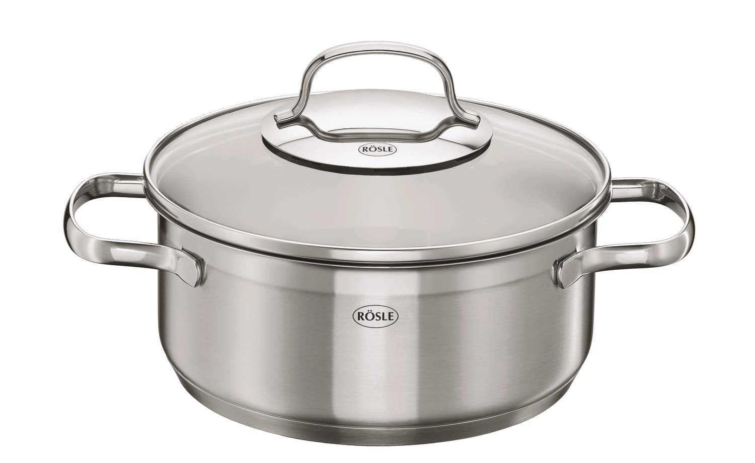 RÖSLE Elegance Topfset 10-tlg., Edelstahl 18/10, 6 Töpfe mit Glasdeckel & Innenskalierung, 2 Pfannen, 1 Dämpfeinsatz, spülmaschinengeeignet