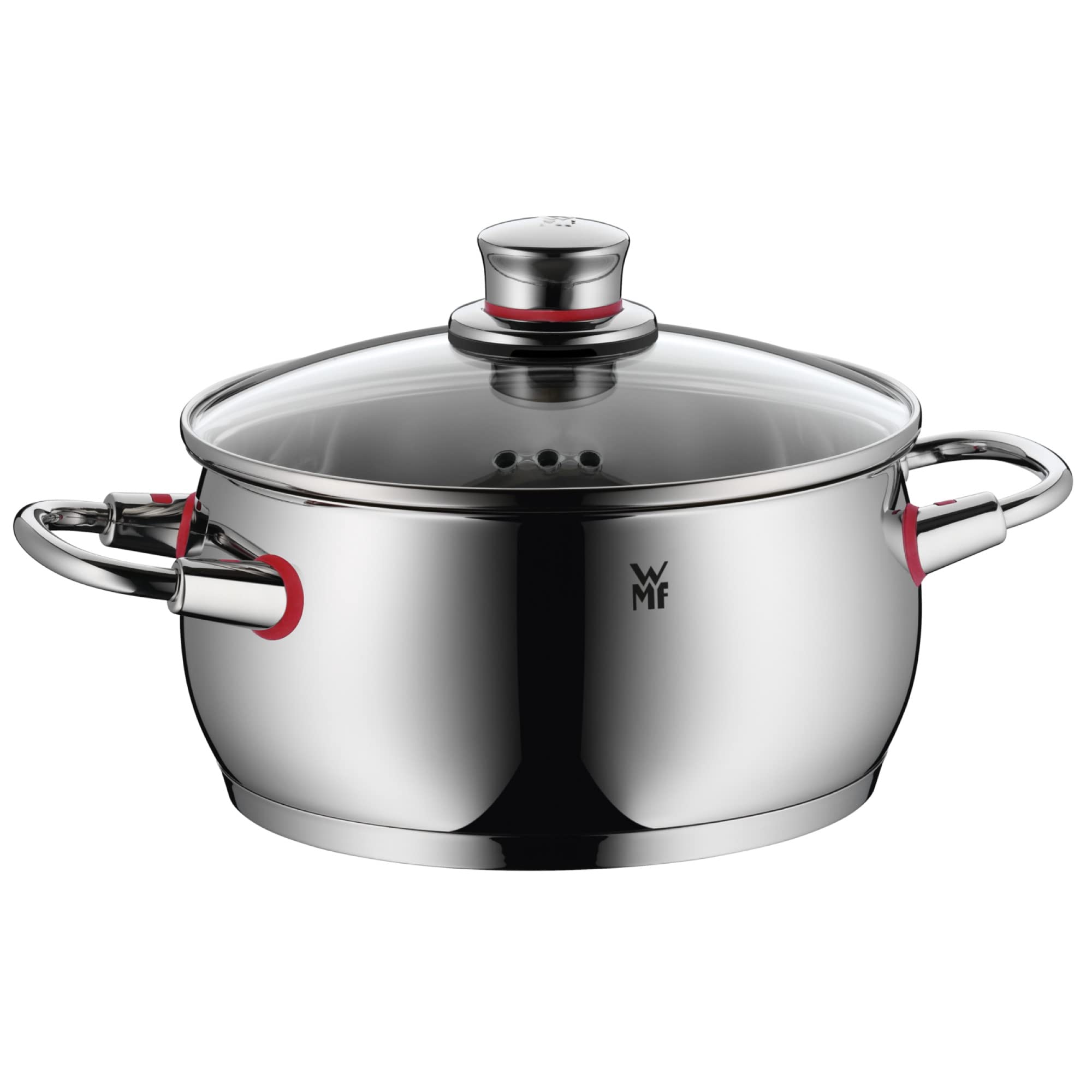 WMF Quality One Topfset 5-tlg., Cromargan Edelstahl poliert, Glasdeckel mit Dampföffnung, Induktionsgeeignet, unbeschichtet
