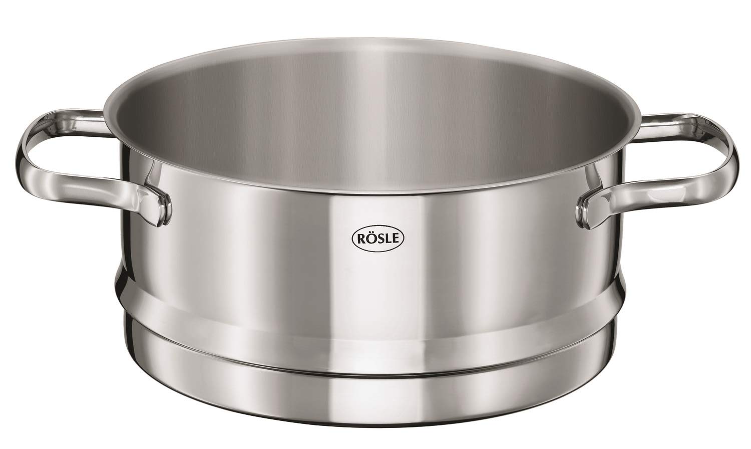 RÖSLE Elegance Topfset 10-tlg., Edelstahl 18/10, 6 Töpfe mit Glasdeckel & Innenskalierung, 2 Pfannen, 1 Dämpfeinsatz, spülmaschinengeeignet