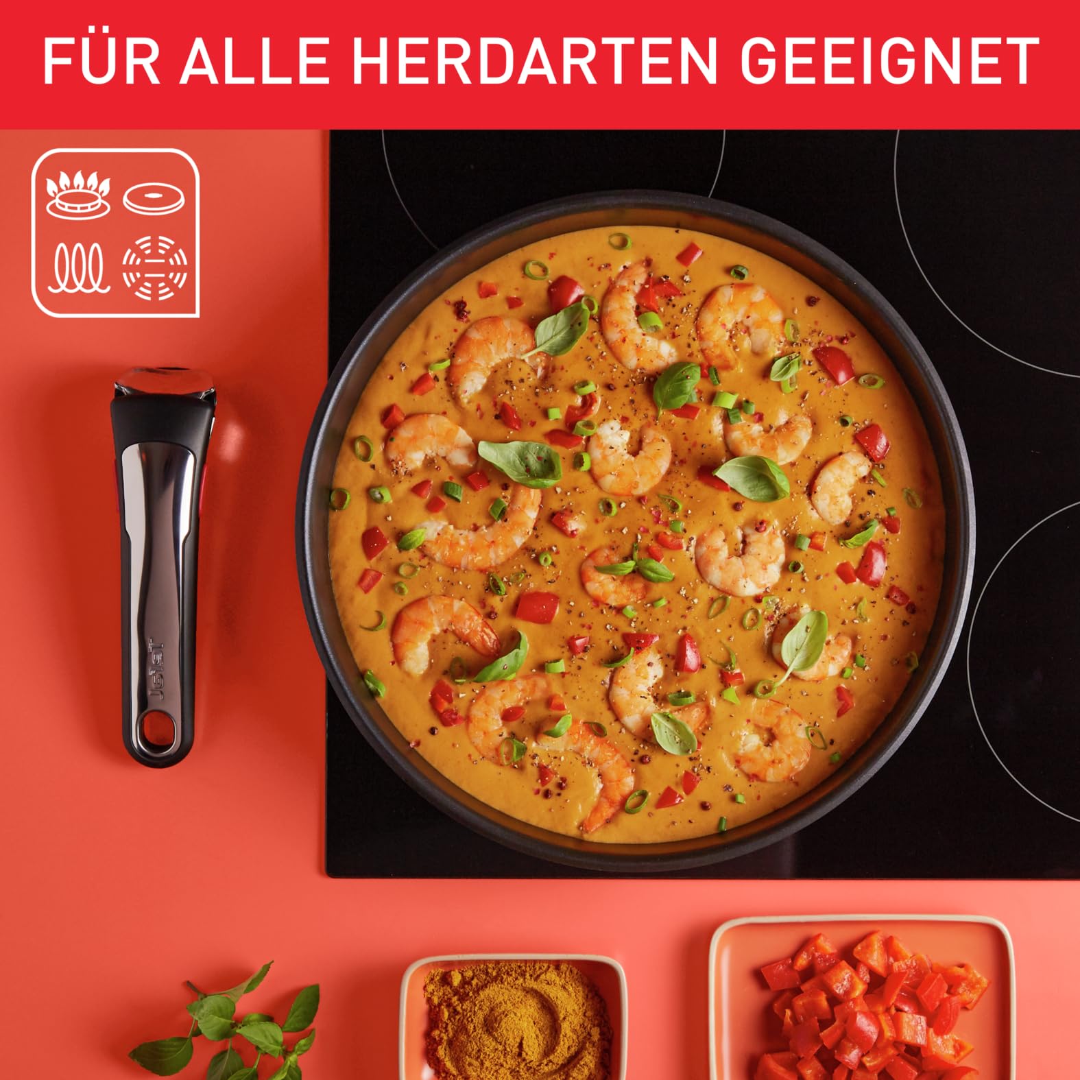 Tefal Ingenio Emotion 20-tlg. Topf- & Pfannenset, abnehmbarer Griff, stapelbar, Induktion, Titanium 2X Antihaft, inkl. Zubehör