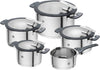 ZWILLING Simplify Kochtopfset 5-tlg., Edelstahl, Glasdeckel mit integriertem Sieb, Induktionsgeeignet, Silber-Schwarz