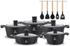 Pela Welle® 15-tlg. Induktions-Topfset, schwarz, Keramik, antihaftbeschichtet, inkl. Küchenhelfer, Töpfe & Kochtöpfe