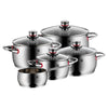 WMF Quality One Topfset 5-tlg., Cromargan Edelstahl poliert, Glasdeckel mit Dampföffnung, Induktionsgeeignet, unbeschichtet