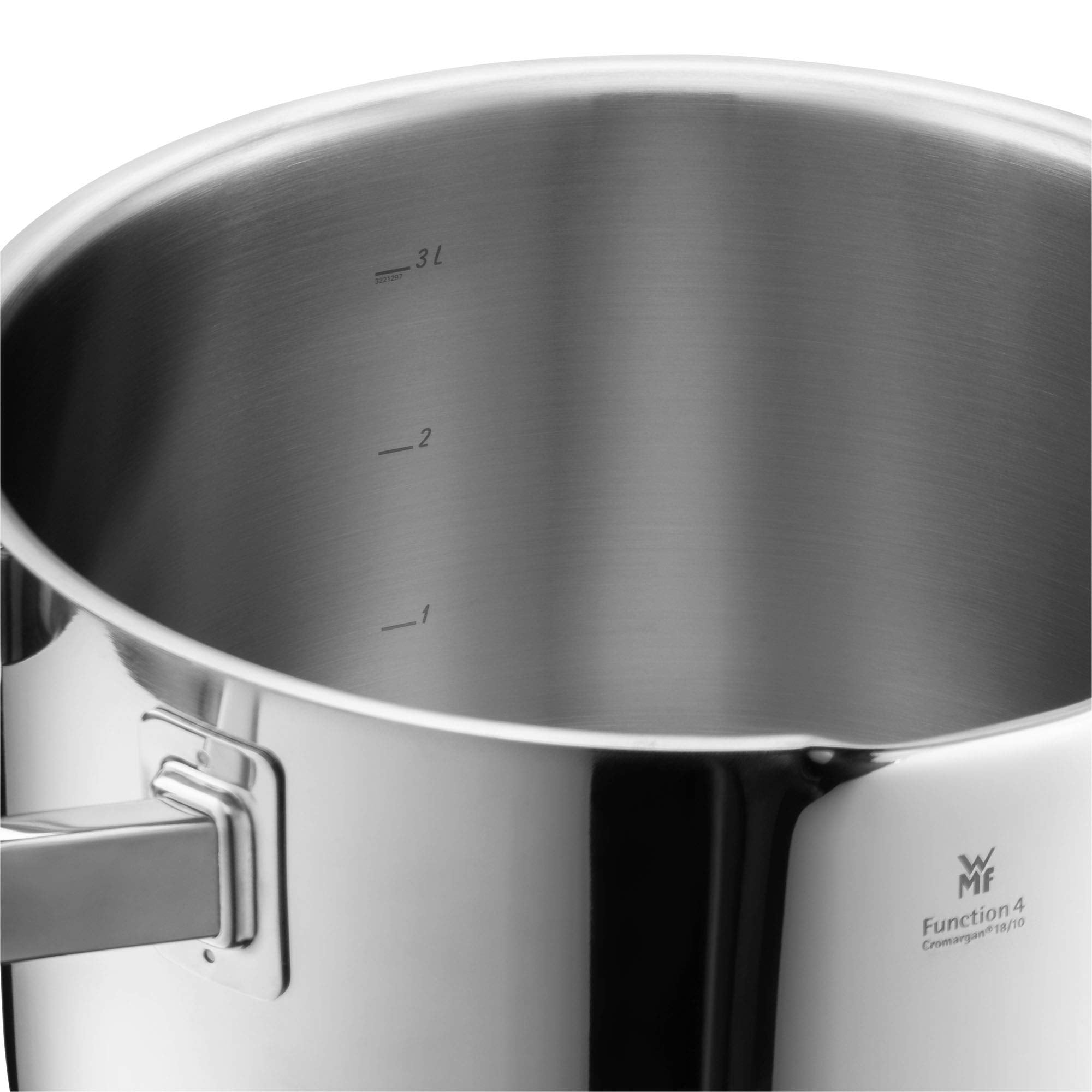 WMF Function 4 Topfset 5-tlg., Induktion, Cromargan Edelstahl poliert, Glasdeckel mit 4 Abgießfunktionen, Innenskalierung
