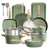 Kitchen Academy 17-tlg. Induktions-Kochgeschirr Set, grün, mit Granitbeschichtung, Glasdeckeln, Töpfen & Pfannen